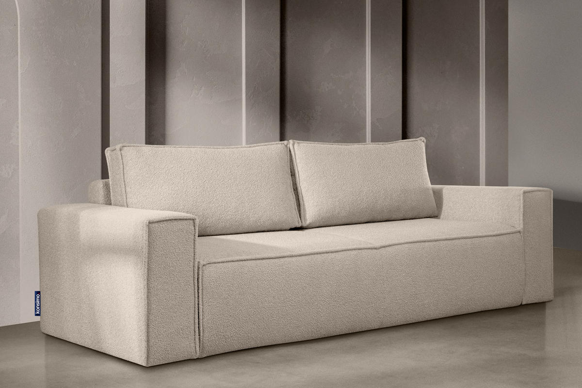 3-SITZER-SOFA NAPI II mit Schlaffunktion, elfenbein - Creme/Weiß, Textil (244/89/101cm) - KONSIMO®