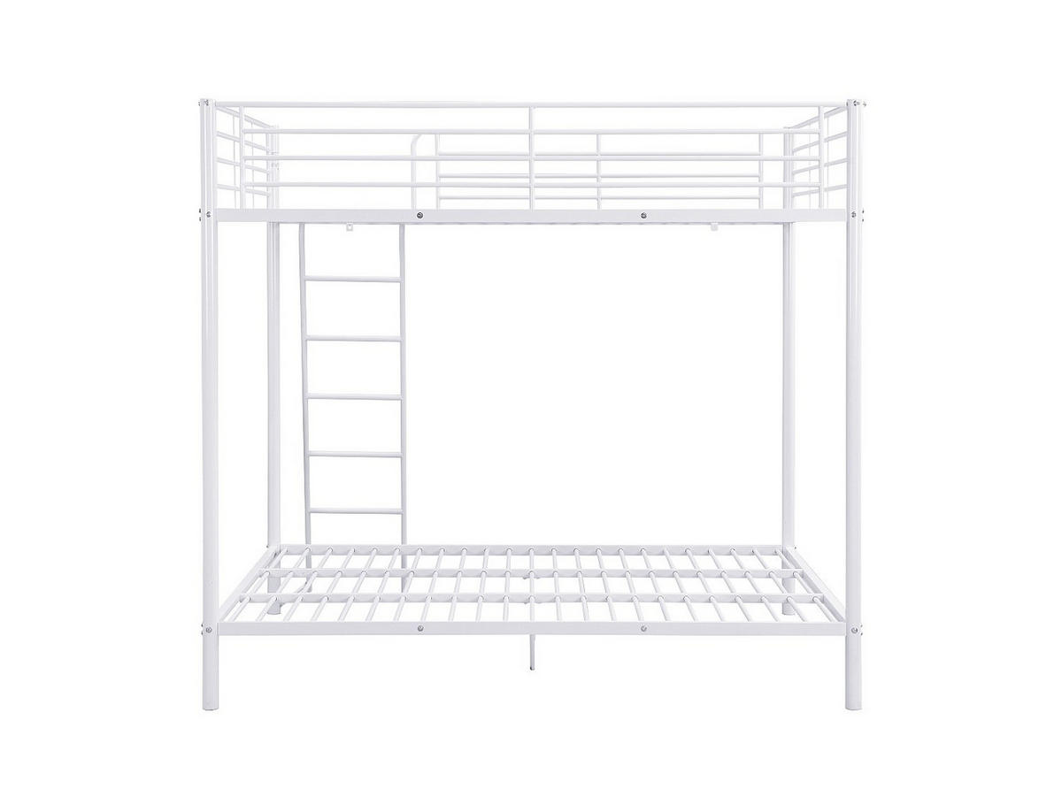 ETAGENBETT + Matratze - 2 x 140 x 190 cm - Metall - Weiß - GEMINI II - Weiß, Metall (140/199cm) - Vente-Unique