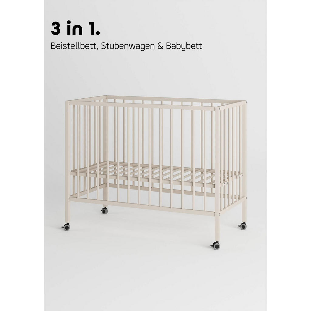 Thumbnail - Sämann – make a difference. Beistellbett, Sand, Holz, Echtholz,Buche, 120x90x60 cm, Babymöbel, Babybetten, Beistellbette...