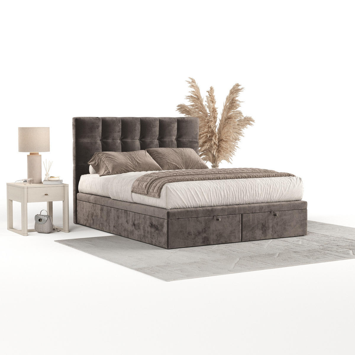 POLSTERBETT Guam mit Stauraum 160/200 cm Braun im Lotta Stoff - Schwarz/Braun, Holz/Holzwerkstoff (160/200cm) - AltaBeds