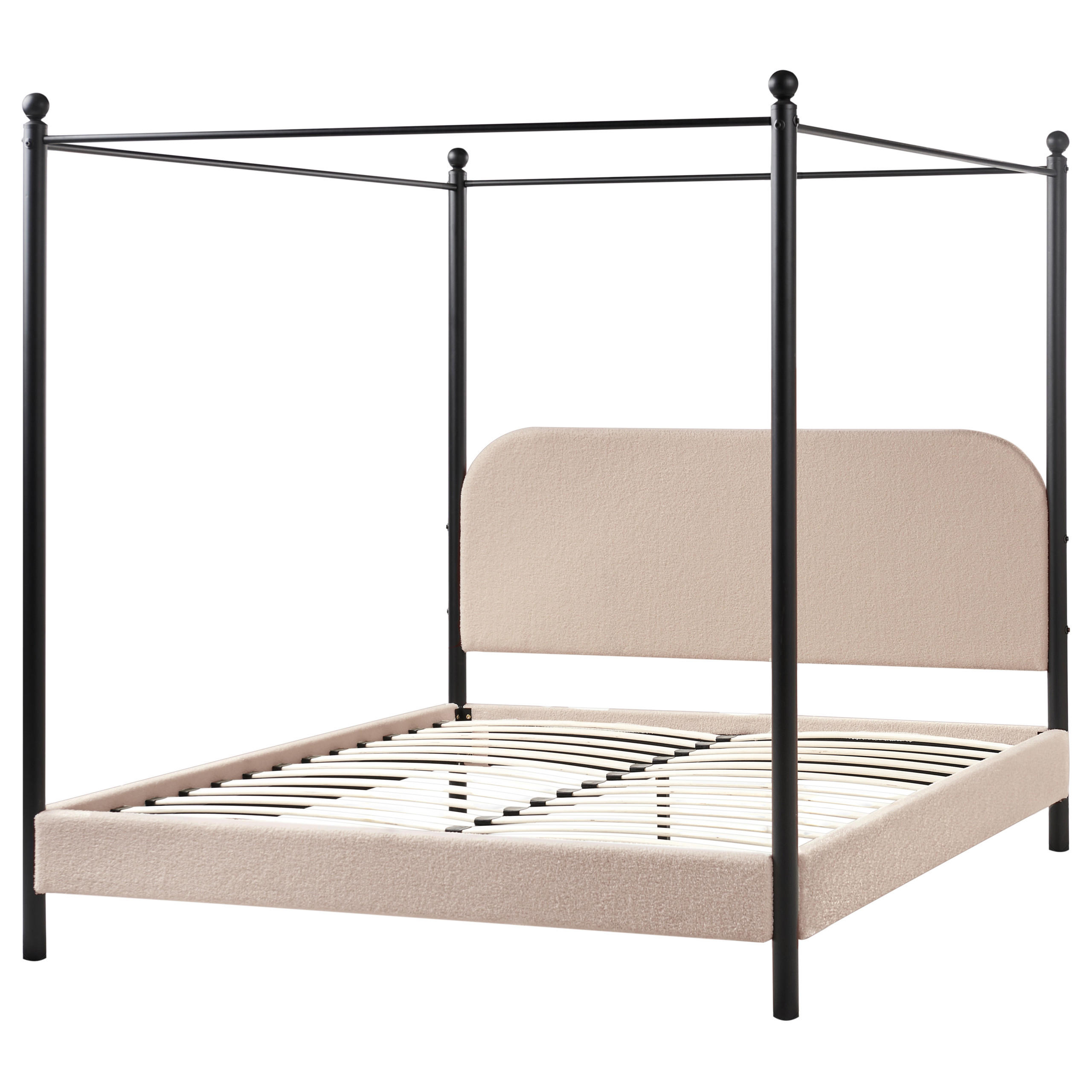 HIMMELBETT 160x200 cm Beige Dannemois - Taupe, Textil (160/200cm) - Beliani