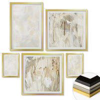 WANDBILDER 5er Set - 50x50 cm & 20x30 cm & 40x60 cm Goldrahmen - Helles Strukturfarbendesign - Goldfarben, Kunststoff (40/60cm) - ArtPrintCave