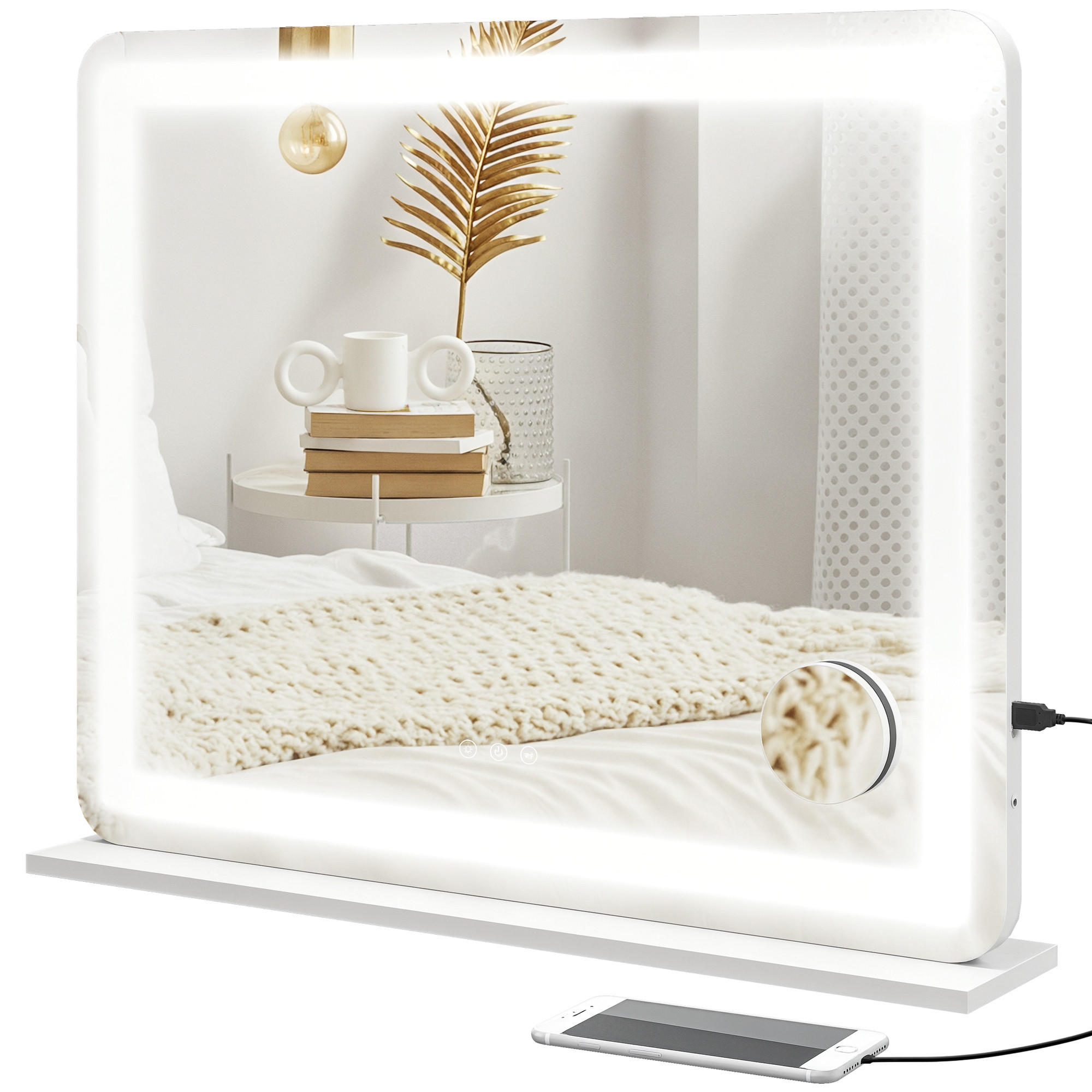 SCHMINKSPIEGEL DE-18029 80/62 cm, dimmbar, 3 Lichtmodi - Weiß, Glas (14/80/62cm) - ComfortXL