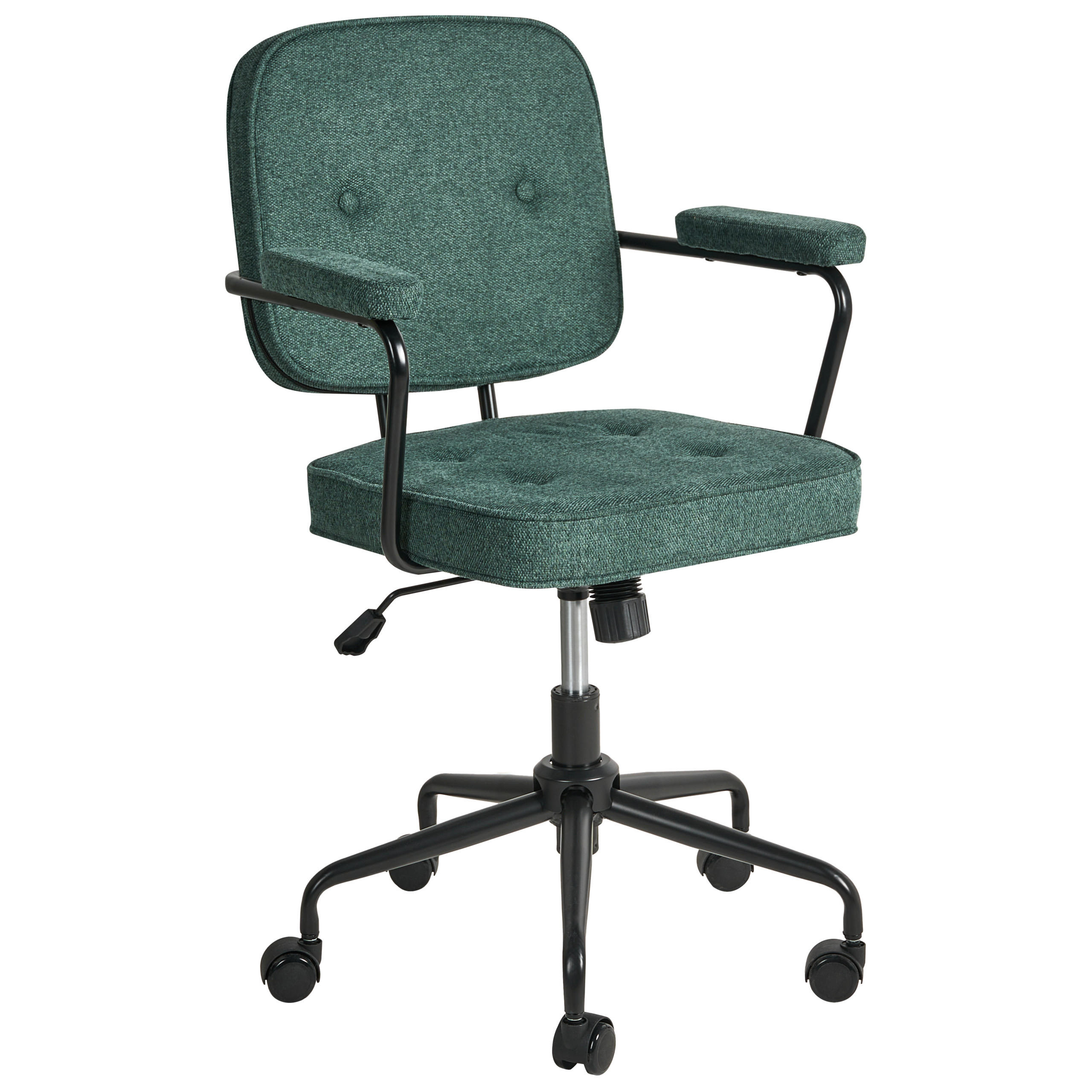 SCHREIBTISCHSTUHL Stoff Dunkelgrün Pawnee - Schwarz/Grün, Textil (64/88/64cm) - Beliani