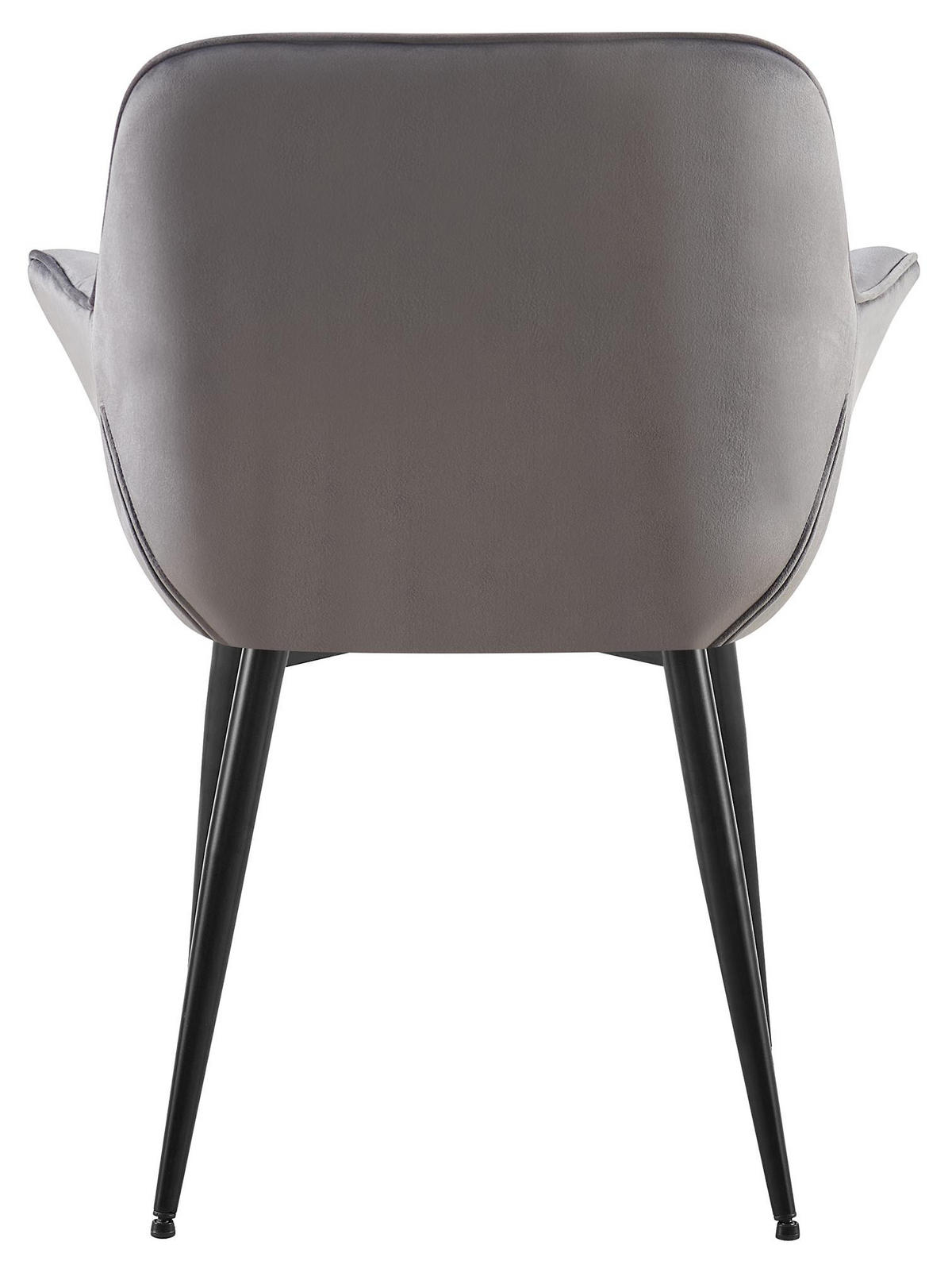 ARMLEHNENSTUHL 2er Set Samt dunkelgrau - Dunkelgrau/Schwarz, Textil/Metall (65/85/58cm) - CLP