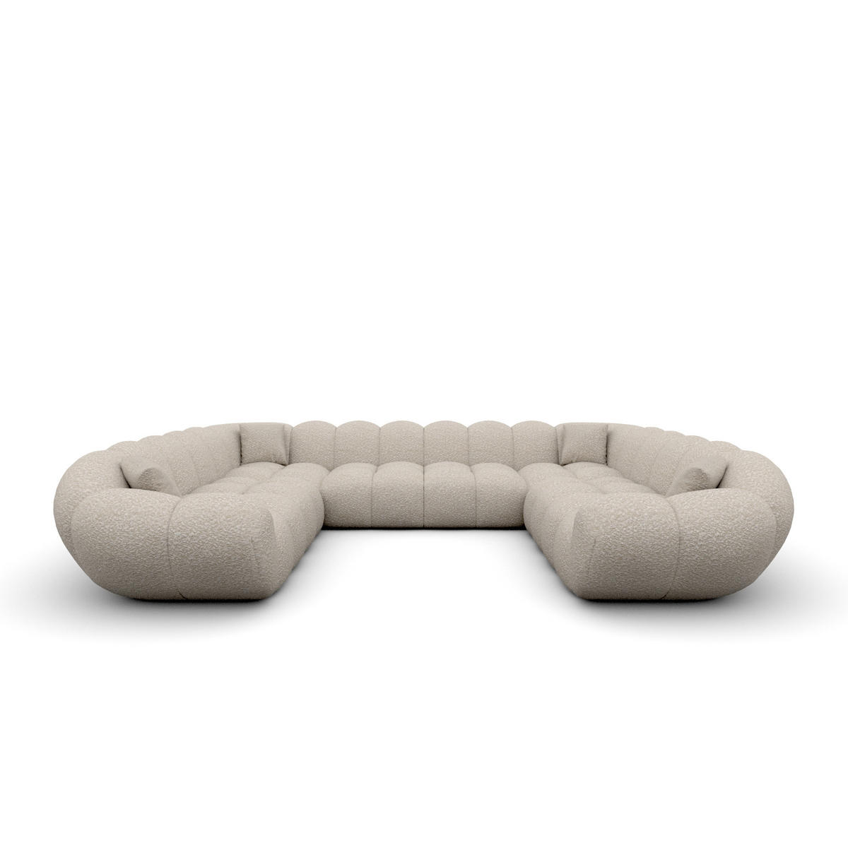 WOHNLANDSCHAFT Liva Sand Bouclé U-Form XXL Panorama - Sandfarben, Textil (316/70/258cm) - VAROYAL