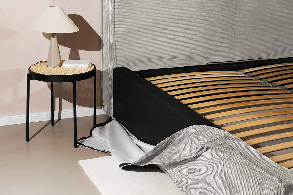 POLSTERBETT - Hellgrau, Textil (220/200cm) - home24