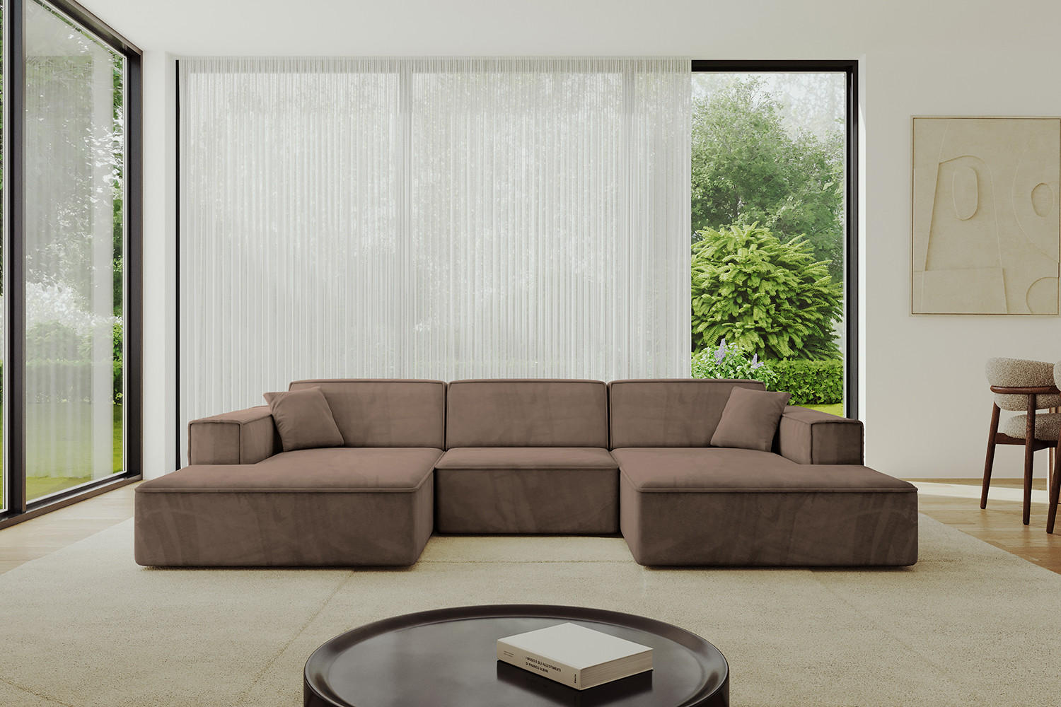 WOHNLANDSCHAFT IREA-U1-v4 - 303x171x79 cm Braun - Braun, Holzwerkstoff/Textil (303/79/171cm) - ALTDECOR