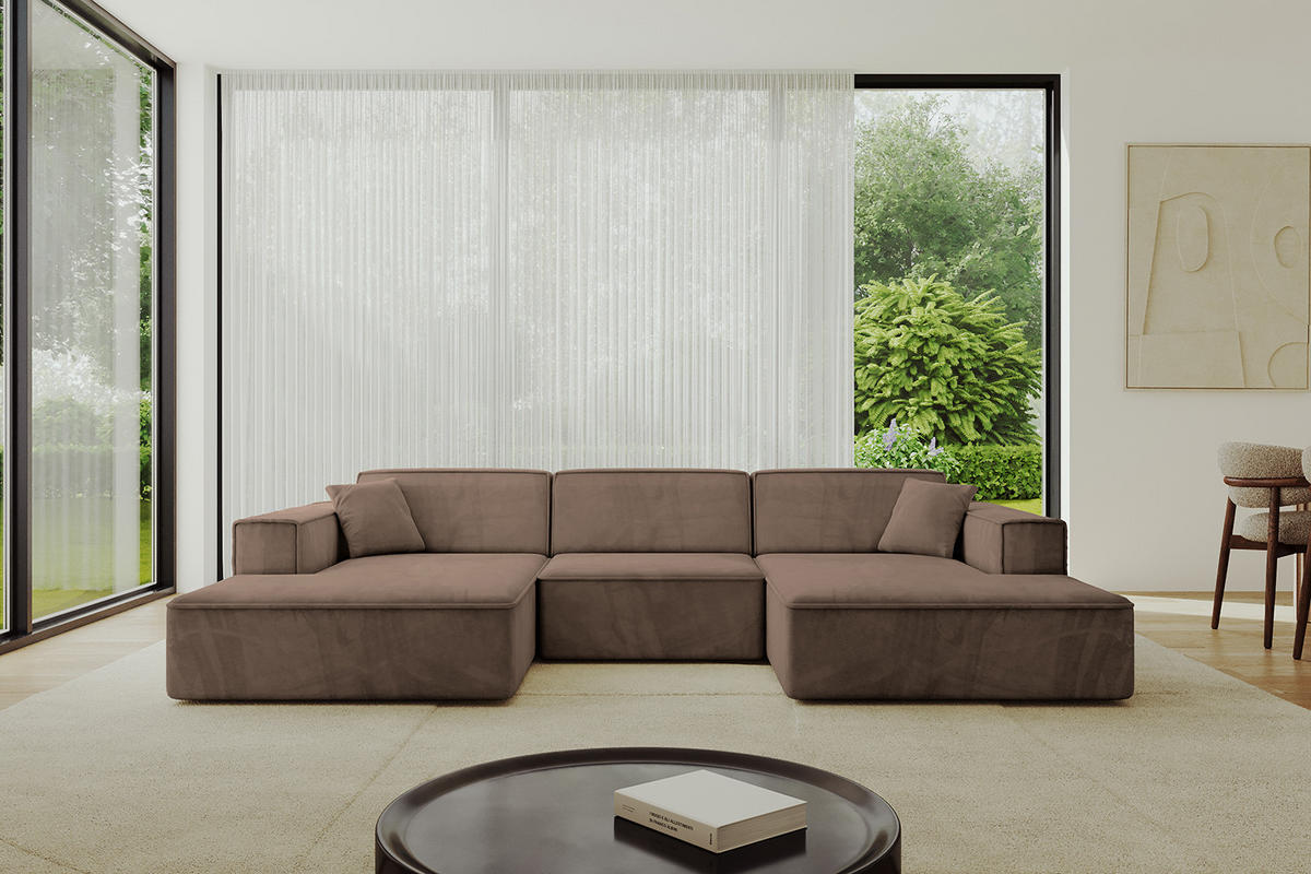 WOHNLANDSCHAFT IREA-U1-v4 - 303x171x79 cm Braun - Braun, Holzwerkstoff/Textil (303/79/171cm) - ALTDECOR