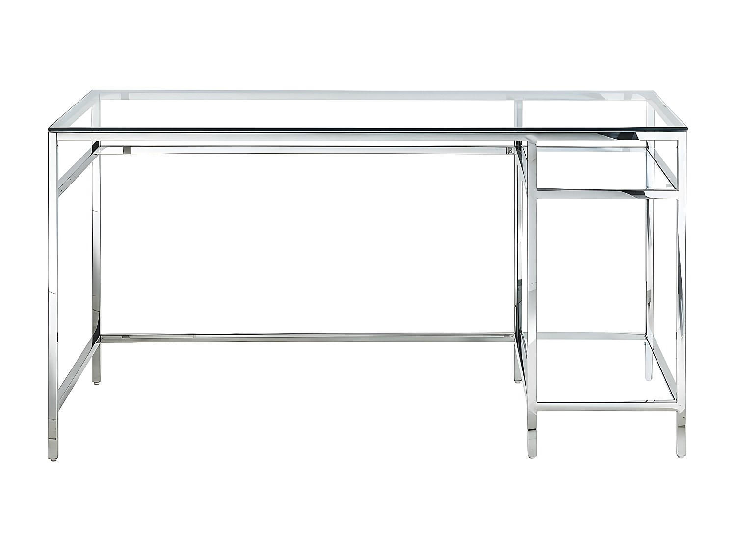 SCHREIBTISCH - 140 cmcm x 60 cmcm - Glas - Transparent, Silberfarben - TIZIO - Silberfarben, Glas (60/140/75cm) - Vente-Unique