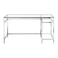 SCHREIBTISCH - 140 cm x 60 cm - Glas - Transparent, Silberfarben - TIZIO - Silberfarben, Glas (60/140/75cm) - Vente-Unique