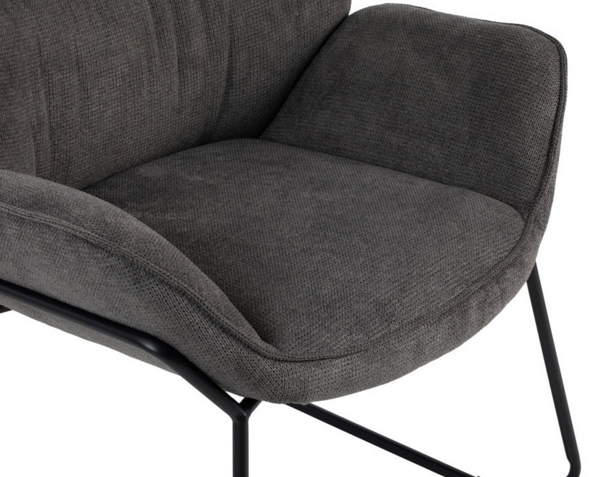 SESSEL Aliano dunkelgrau - Schwarz/Grau, Textil/Metall (73/76/67cm) - Mr. Deko