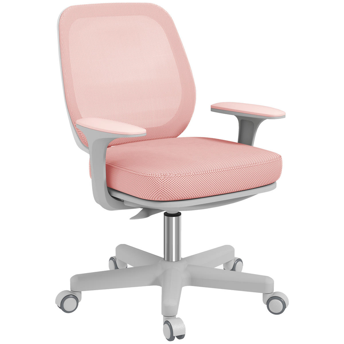 BÜROSTUHL, Ergonomisch Schreibtischstuhl mit Drehfunktion, Höhenverstellbar - Rosa/Weiß, Kunststoff/Textil (48/94.5/55cm) - Vinsetto