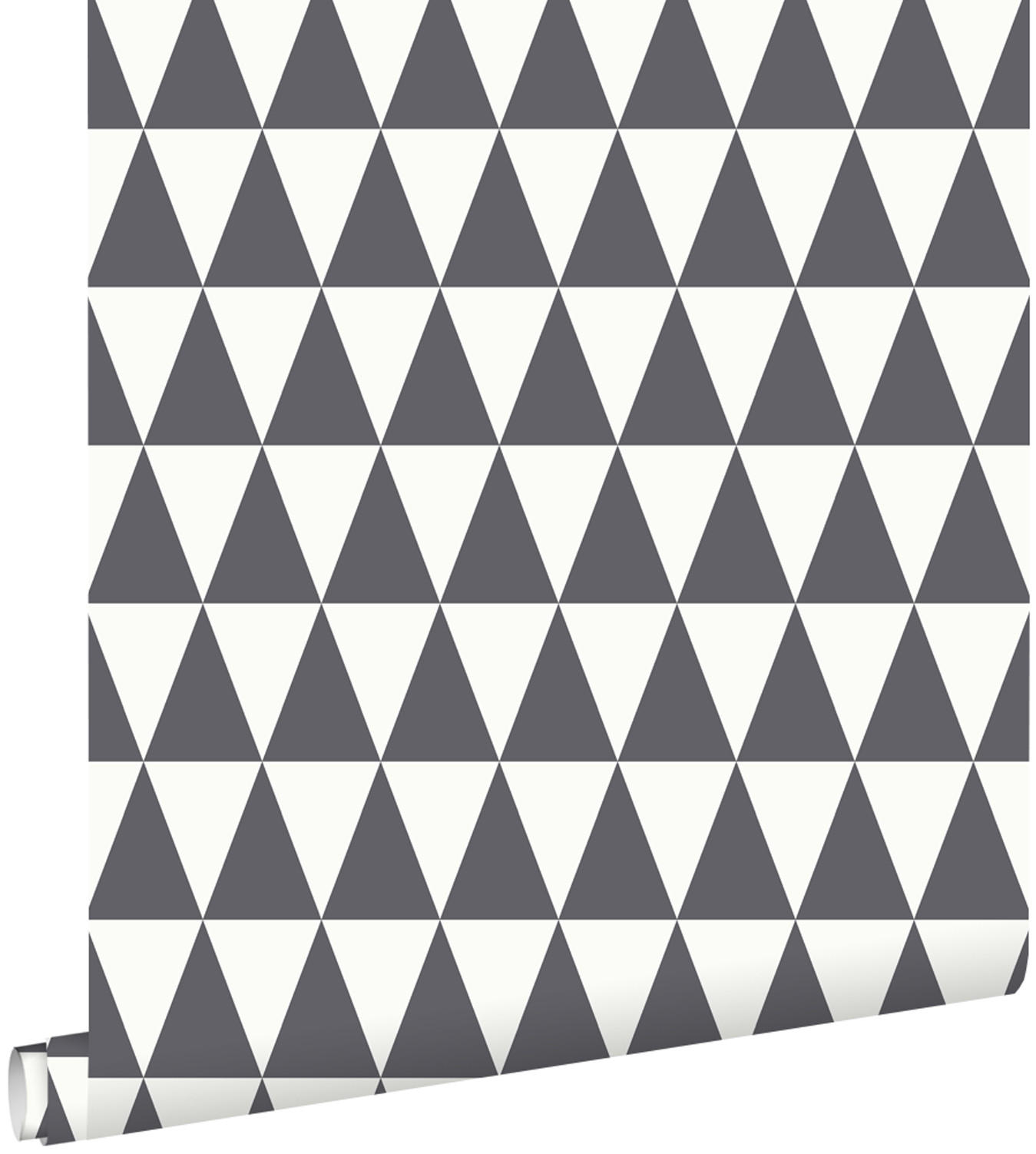 TAPETE grafische, geometrische Dreiecke 53 cm x 10.05 m - Schwarz, Papier (53/1000cm) - ESTAhome