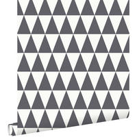 TAPETE grafische, geometrische Dreiecke 53 cm x 10.05 m - Schwarz, Papier (53/1000cm) - ESTAhome