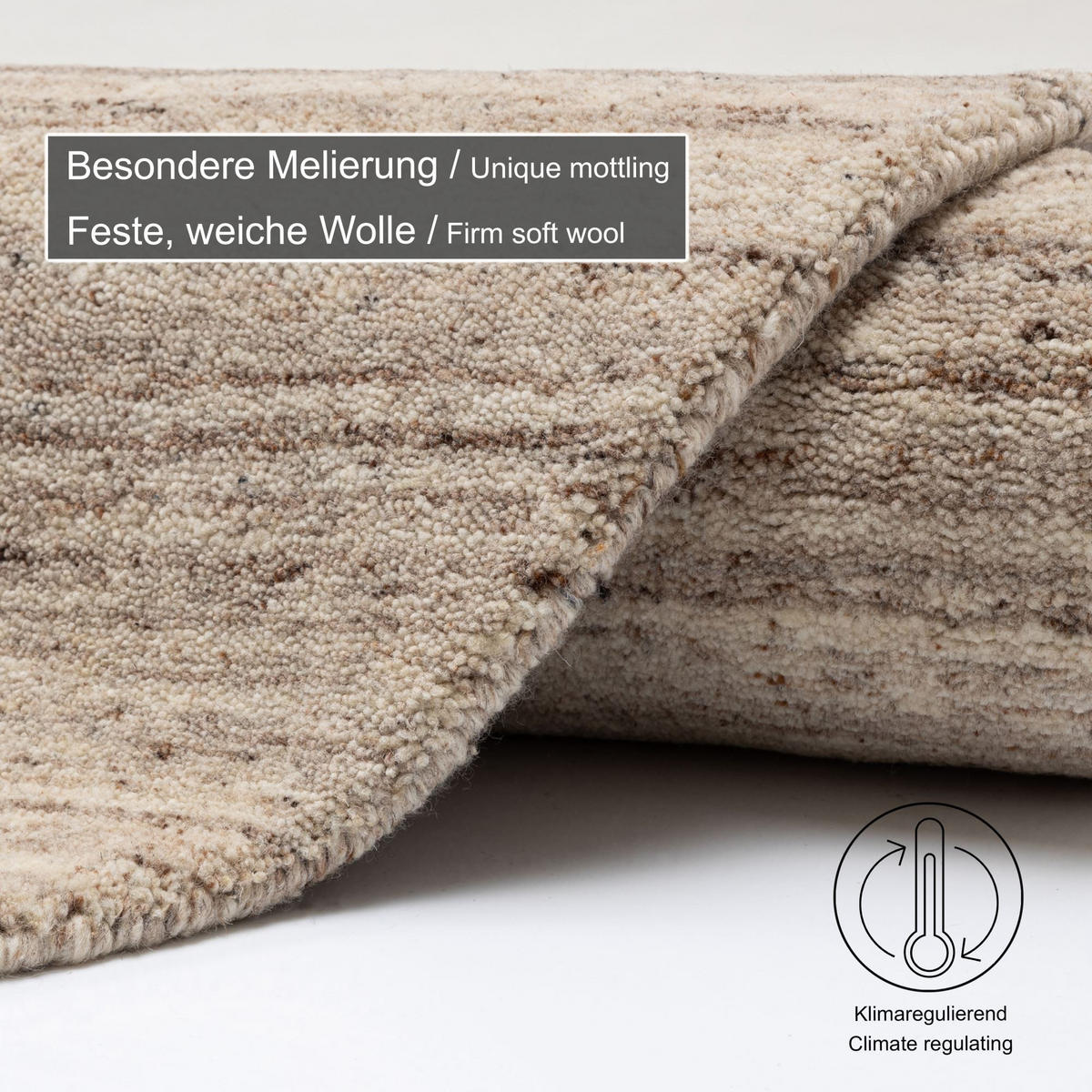 HANDWEBTEPPICH Pure 100x100 cm - Beige, Textil (100/100cm) - THEKO