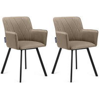 ESSZIMMERSTUHLE PYRUS 2-tlg Velours-Sitz, Beige - Beige/Schwarz, Textil/Metall (56/84/46cm) - KONSIMO®