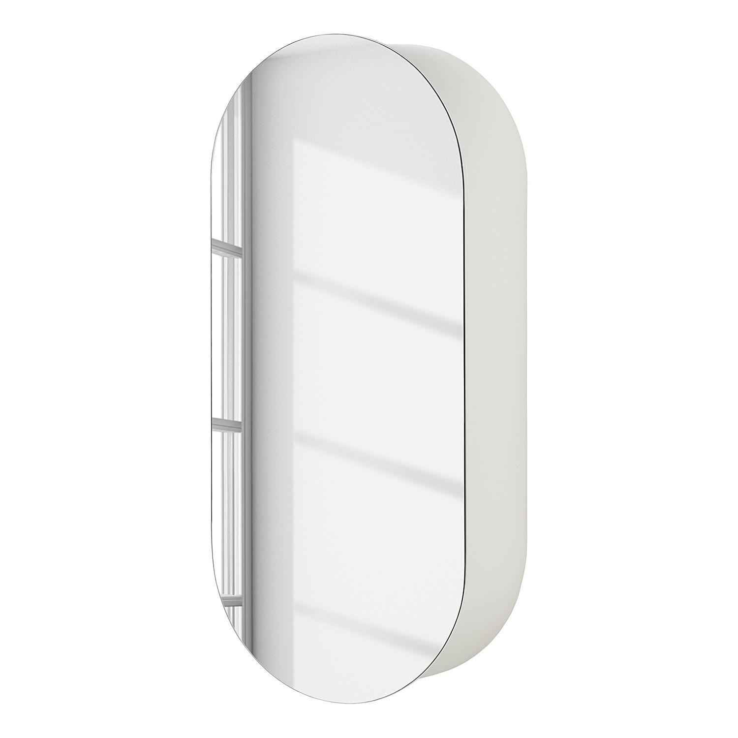 SPIEGELSCHRANK - oval - Weiß, Holzwerkstoff (37/82/16cm) - home24