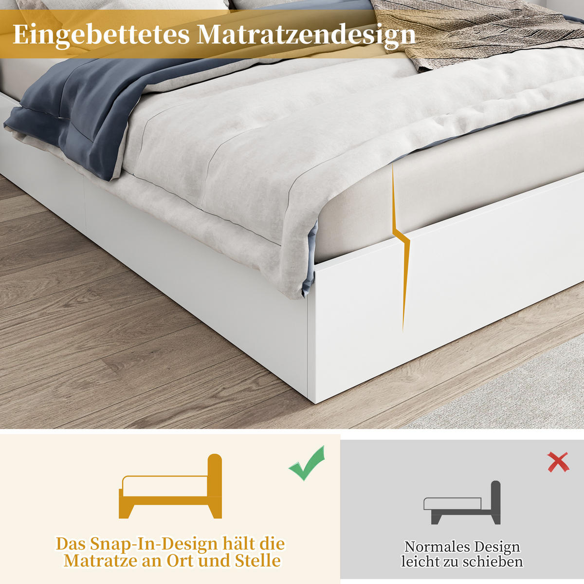 DOPPELBETT 160x200 USB Bluetooth Lautsprecher Weiß - Weiß, Holzwerkstoff (160/200cm) - FLIEKS