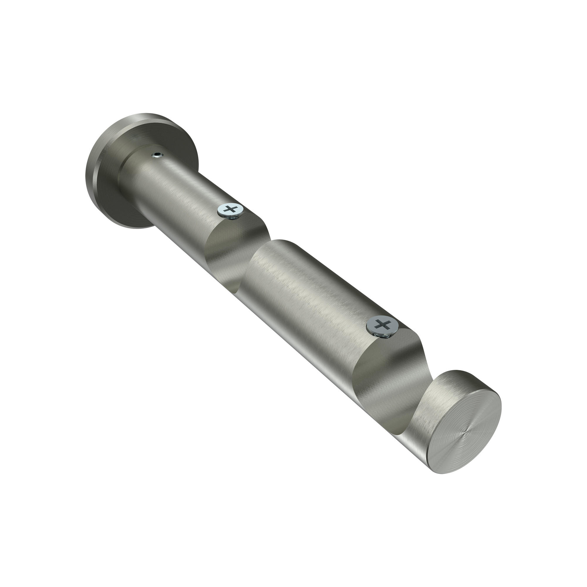 TRÄGER FÜR GARDINENSTANGEN 20 mm Ø, Platon 2-läufig, Edelstahl-Optik - Edelstahlfarben, Metall (16/4/4cm) - INTERDECO