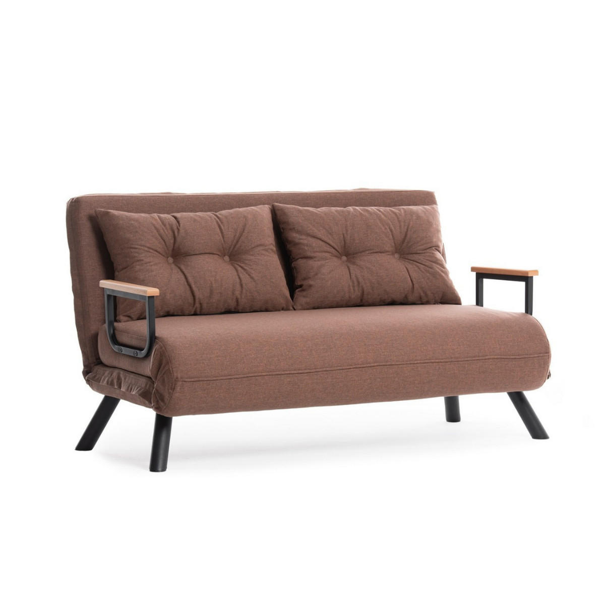 SCHLAFSOFA für 2 Personen mit Stoffbezug und Metallfüßen 133/50/41 cm - Braun, Metall (50/41/133cm) - Calicosy
