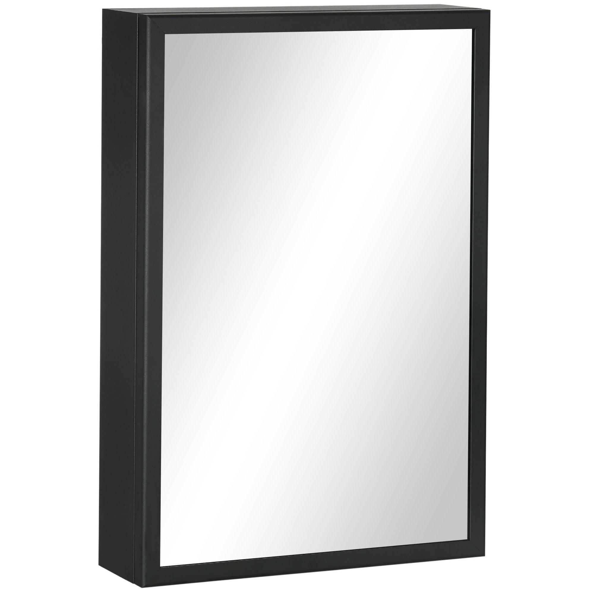 Beauniv Spiegelschrank Schwarz 12x60x40 cm