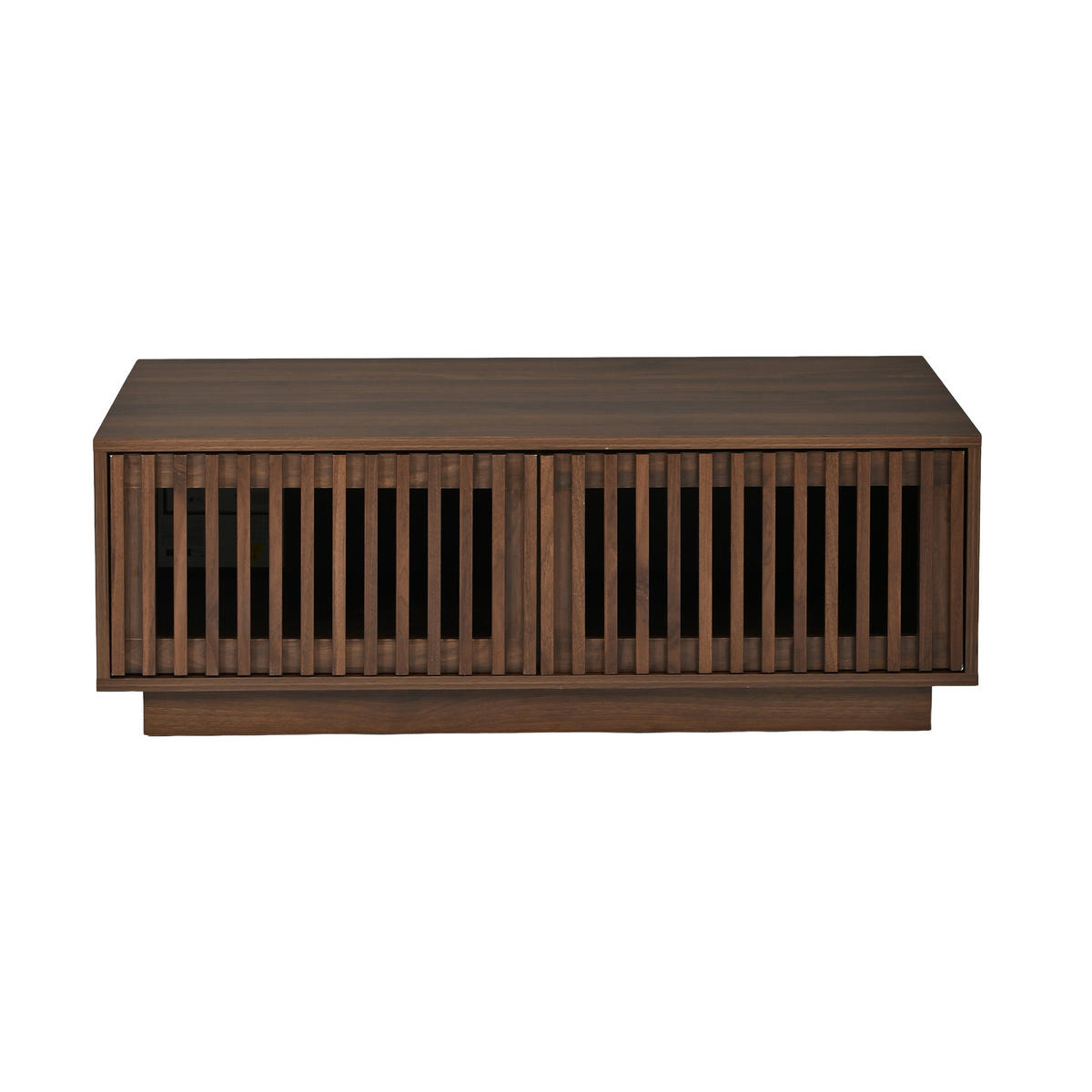COUCHTISCH DE-37141 mit 2 Gittertüren und Stauraum Nussbaum - Walnussfarben, Holzwerkstoff (100/50/35cm) - ComfortXL