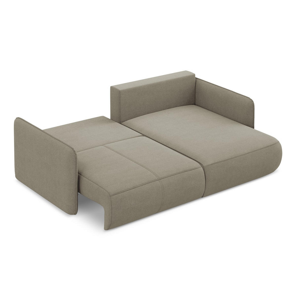 ECKSOFA mit Schlaffunktion Strukturstoff Stoff Beige - Beige/Schwarz, Kunststoff/Textil (207/148cm) - LaMiaSofa