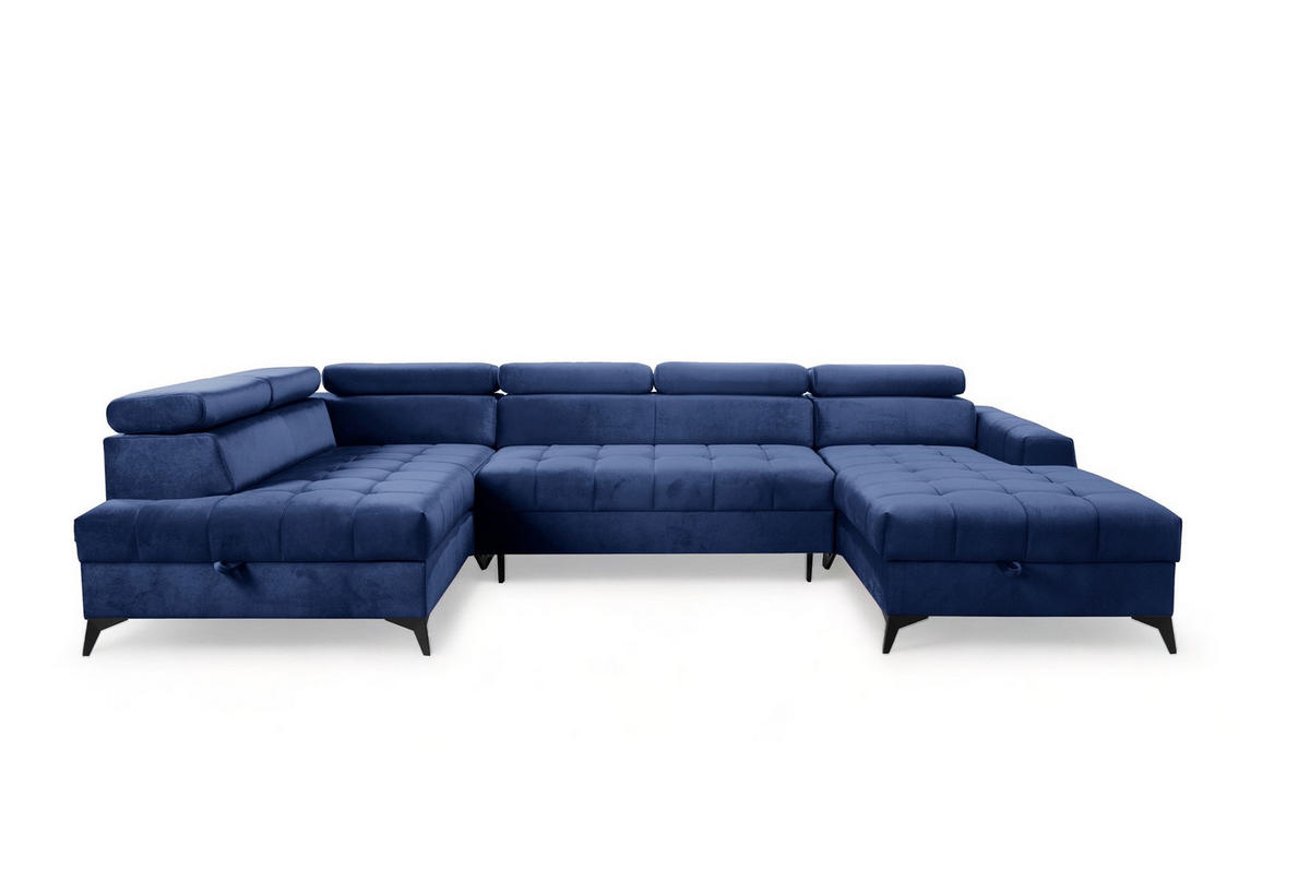 WOHNLANDSCHAFT Agnesa In Salvador - Dunkelblau, Holzwerkstoff/Textil (345/95/200cm) - Fun Möbel