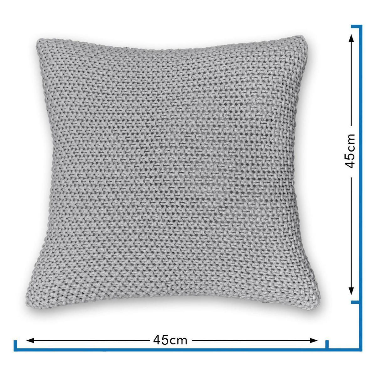 KISSENHÜLLE 2er Set Strick grau 45/45 cm mit Reißverschluss - Grau, Textil (45/45cm) - wometo