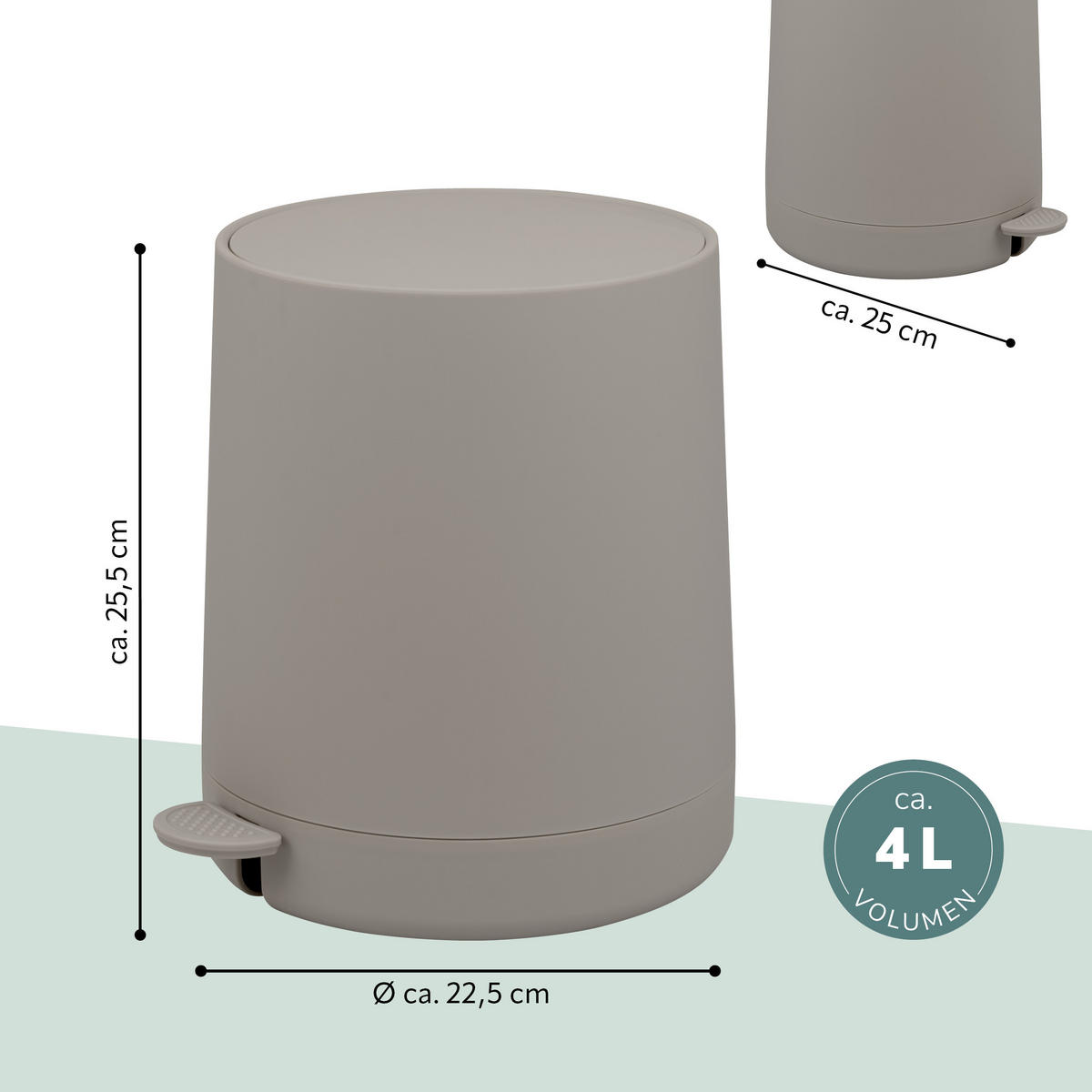 KOSMETIKEIMER TESERO, Kunststoff, braun - Braun, Kunststoff (22.5/25.5/22.5cm) - eluno
