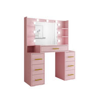 SCHMINKTISCH - Frisiertisch mit Schubladen - Syrius - Rosa - Rosa, Holzwerkstoff (110/140/40cm) - Möblo