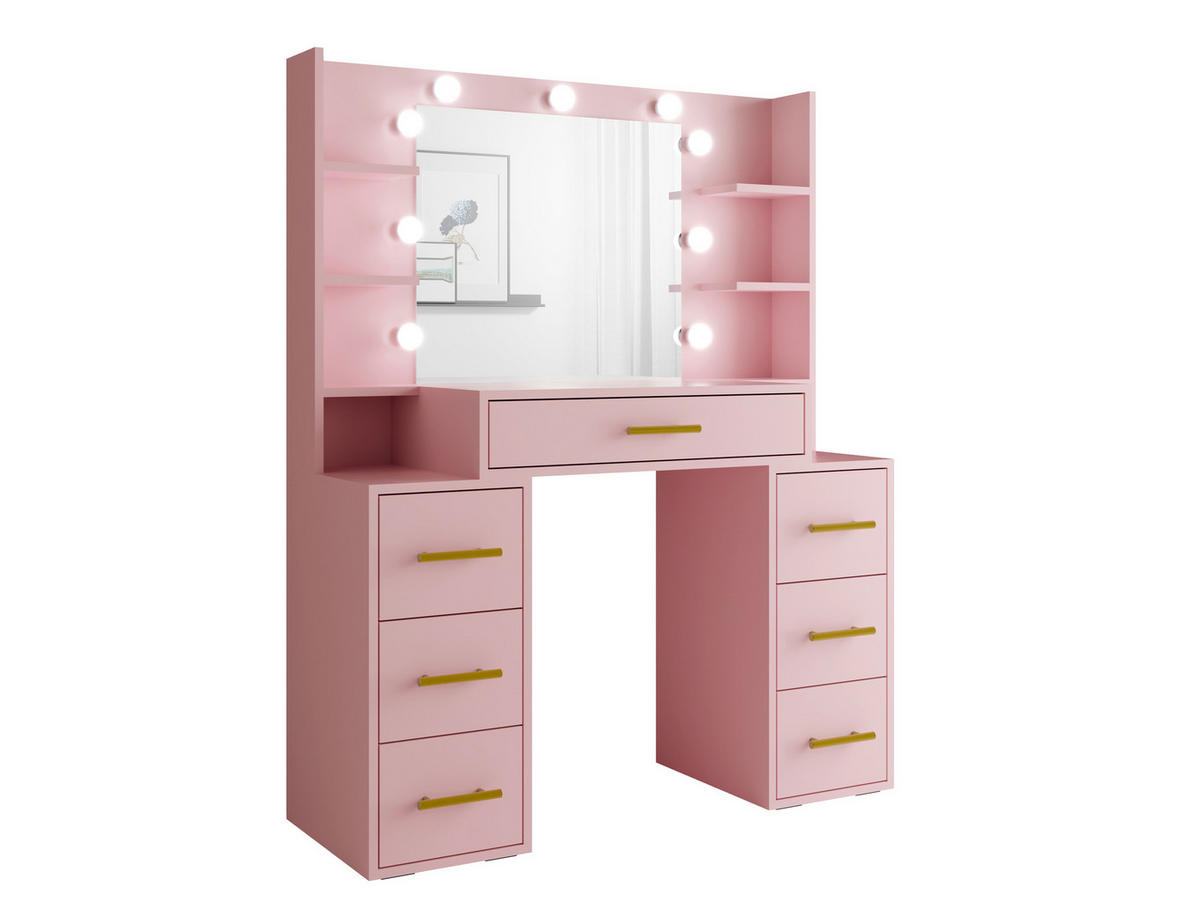 SCHMINKTISCH - Frisiertisch mit Schubladen - Syrius - Rosa - Rosa, Holzwerkstoff (110/140/40cm) - Möblo