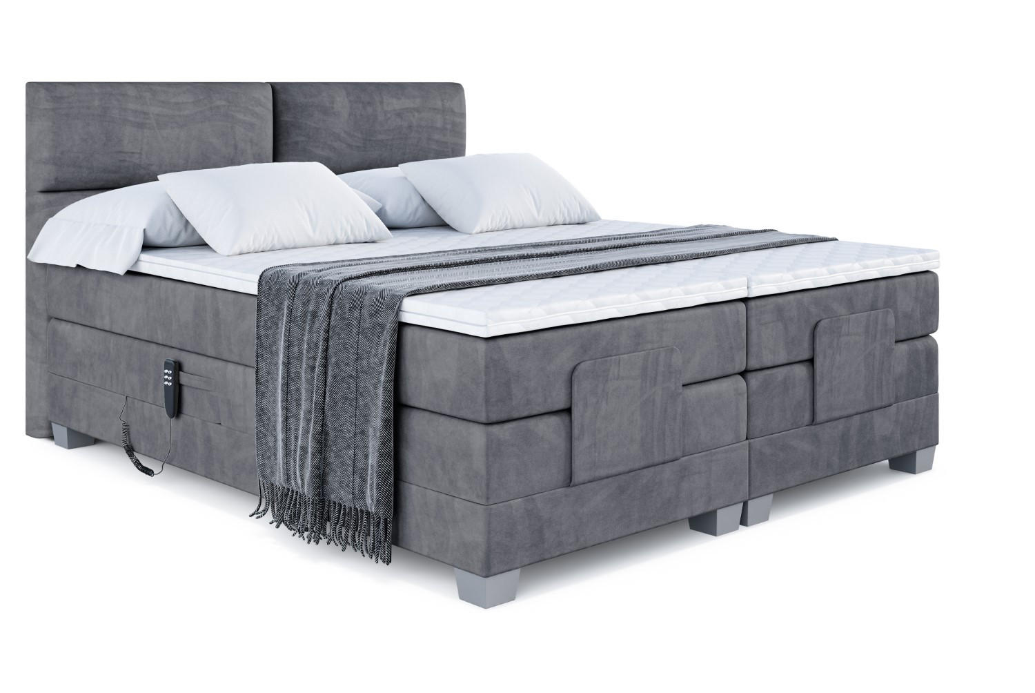 BOXSPRINGBETT elektrisch verstellbar mit 2 Matratzen H4/Taschenfederung MAYA EL 200 x 200 Dunkelgrau - Dunkelgrau, Holzwerkstoff (207/200cm) - ALTDECOR
