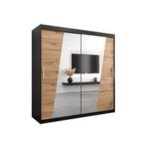 SCHWEBETÜRENSCHRANK 200/200/62 2-türig - Silberfarben/Schwarz, Holz/Kunststoff (200/200/62cm) - Abiks Möbel