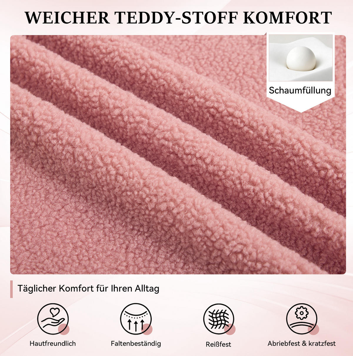 DREHSTUHL 58/58/86 cm pink aus Lammfell-Optik mit 360° Drehung - Pink, Textil (58/86/58cm) - OKWISH