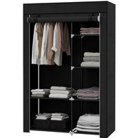 KLEIDERSCHRANK 103/162,5/43 cm Schwarz aus Stahl mit 6 Fächern - Schwarz, Metall (43/162.5/103cm) - OKMYHOME