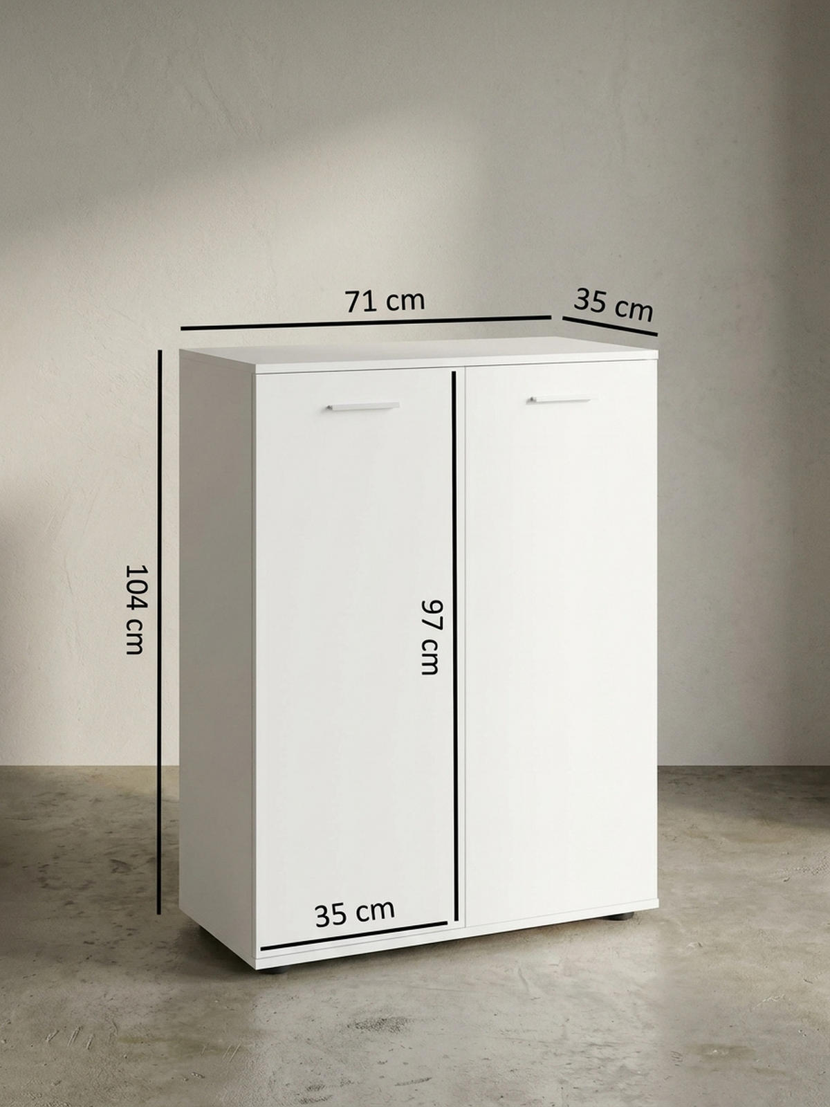 KOMMODE – Holz, mit Türen - Weiß, Holz/Kunststoff (71/104/35cm) - KADIMA DESIGN