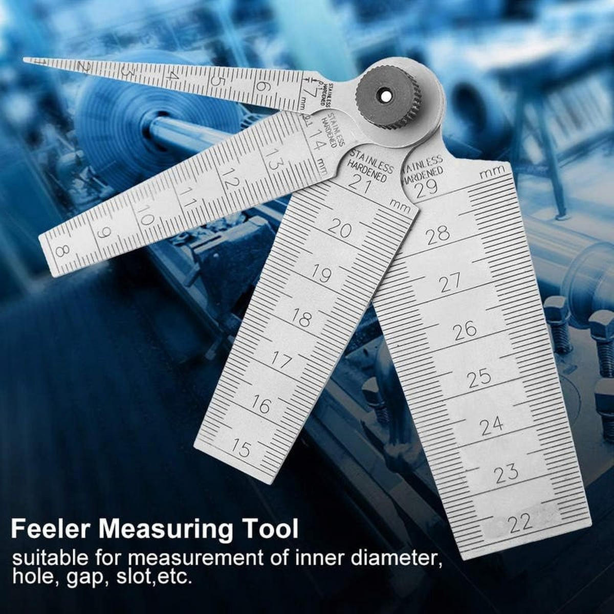 MESSLINEAL – für Aperturprüfungen – erhältlich in den Größen: 1–7 mm, 8–14 mm, 15–21 mm, 22–29 mm - Silberfarben, Metall (15/1/1cm) - DCA