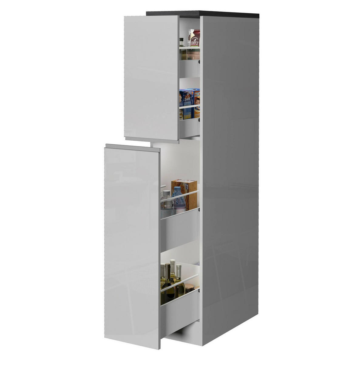 KÜCHENSCHRANK Glänzendes Weiß, Schiefer 60/30/165 cm - Weiß, Holzwerkstoff (30/165/60cm) - DMORA