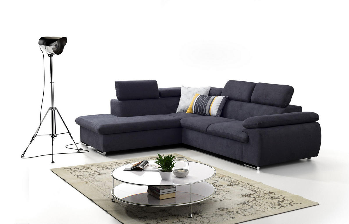 ECKSOFA SACRO Braun Plüsch-Stoff mit Schlaffunktion - Braun, Holz (271/221cm) - MASSENO