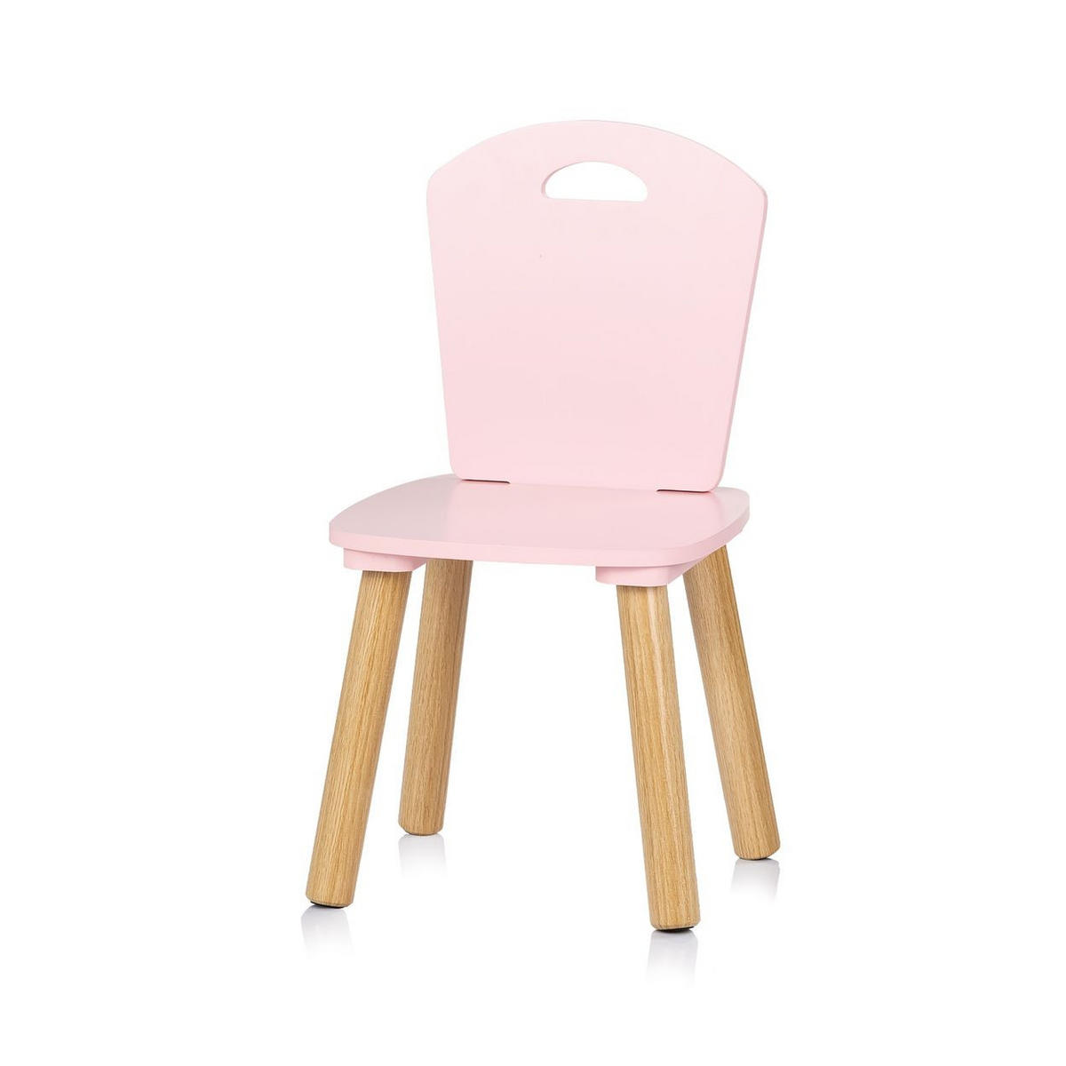 KINDERSITZGRUPPE 3-teilig pink 55 x 55 cm, Holztisch, 2 Holzstühle, Kiefernholzbeine, weiß, 3-teilig - Rosa, Holzwerkstoff (55/45/55cm) - Chipolino