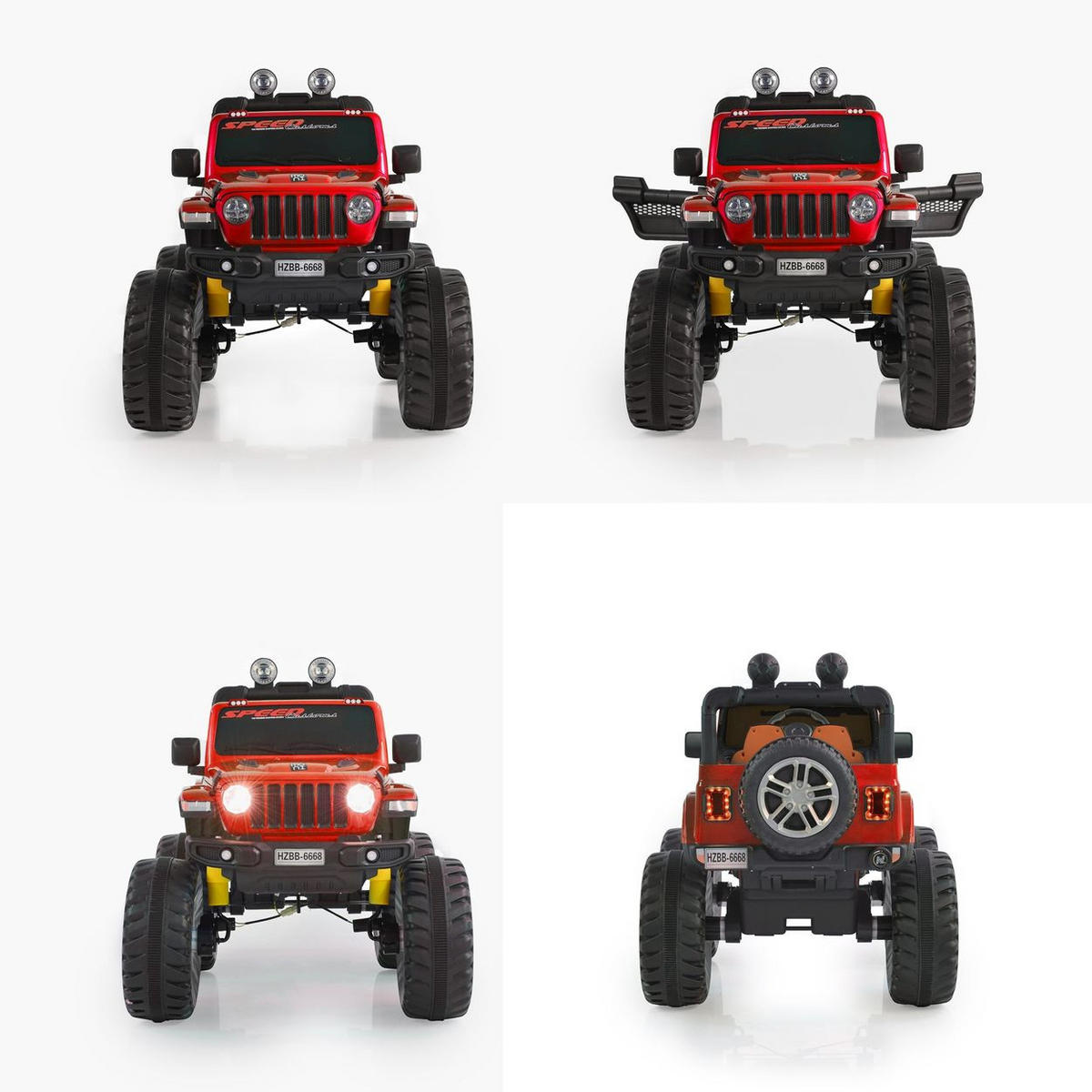 ELEKTROAUTO Fuego rot Fernbedienung, Musikfunktion, vier Motoren, Licht - Rot, Kunststoff (118/80/92cm) - Moni