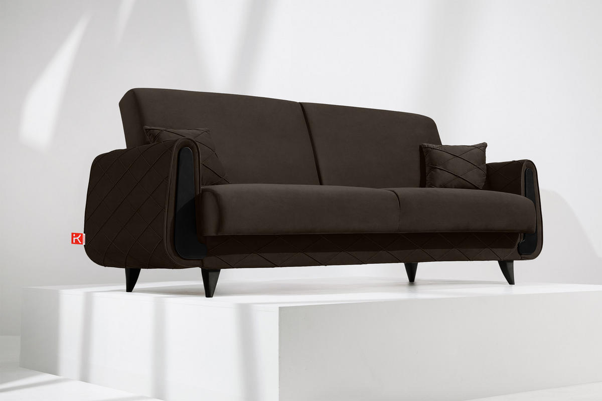 3-SITZER-SOFA GUSTAVO III Sofa 3 Velours, Braun - Braun, Holz/Holzwerkstoff (230/98/98cm) - KONSIMO®