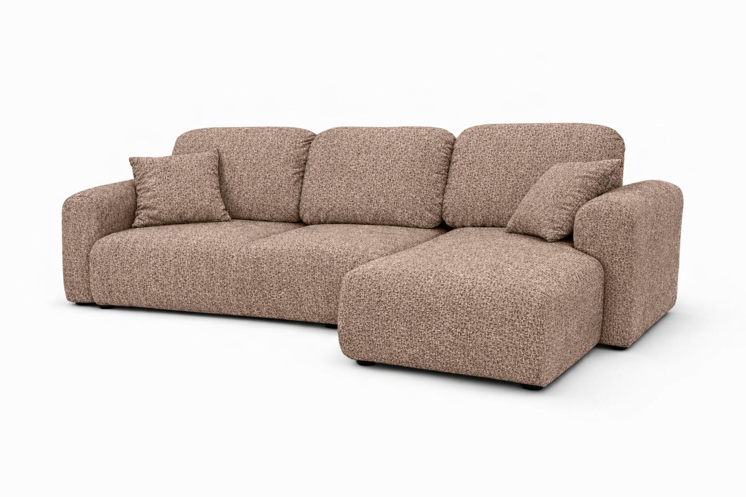 ECKSOFA Mit Schlaffunktion Und Bettkasten, Sofa L-Form Bingo L, Chenille-Stoff Artico, Beige, Rechts - Beige, Holz (250/142cm) - Kaiser Möbel