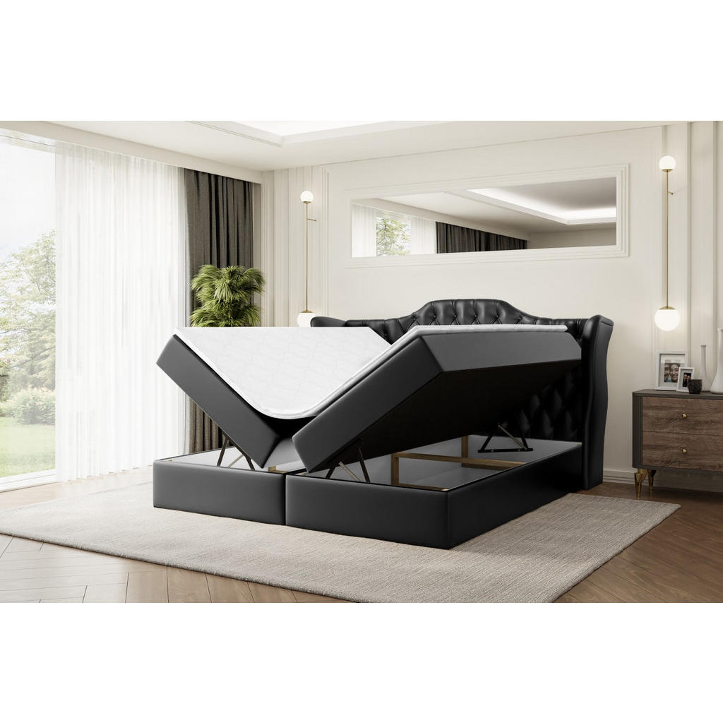 Thumbnail - Altdecor Boxbett, Schwarz Hochglanz, Holzwerkstoff, Höhe ca. 20 cm, 180x200 cm, Schlafzimmer, Betten, Boxspringbetten