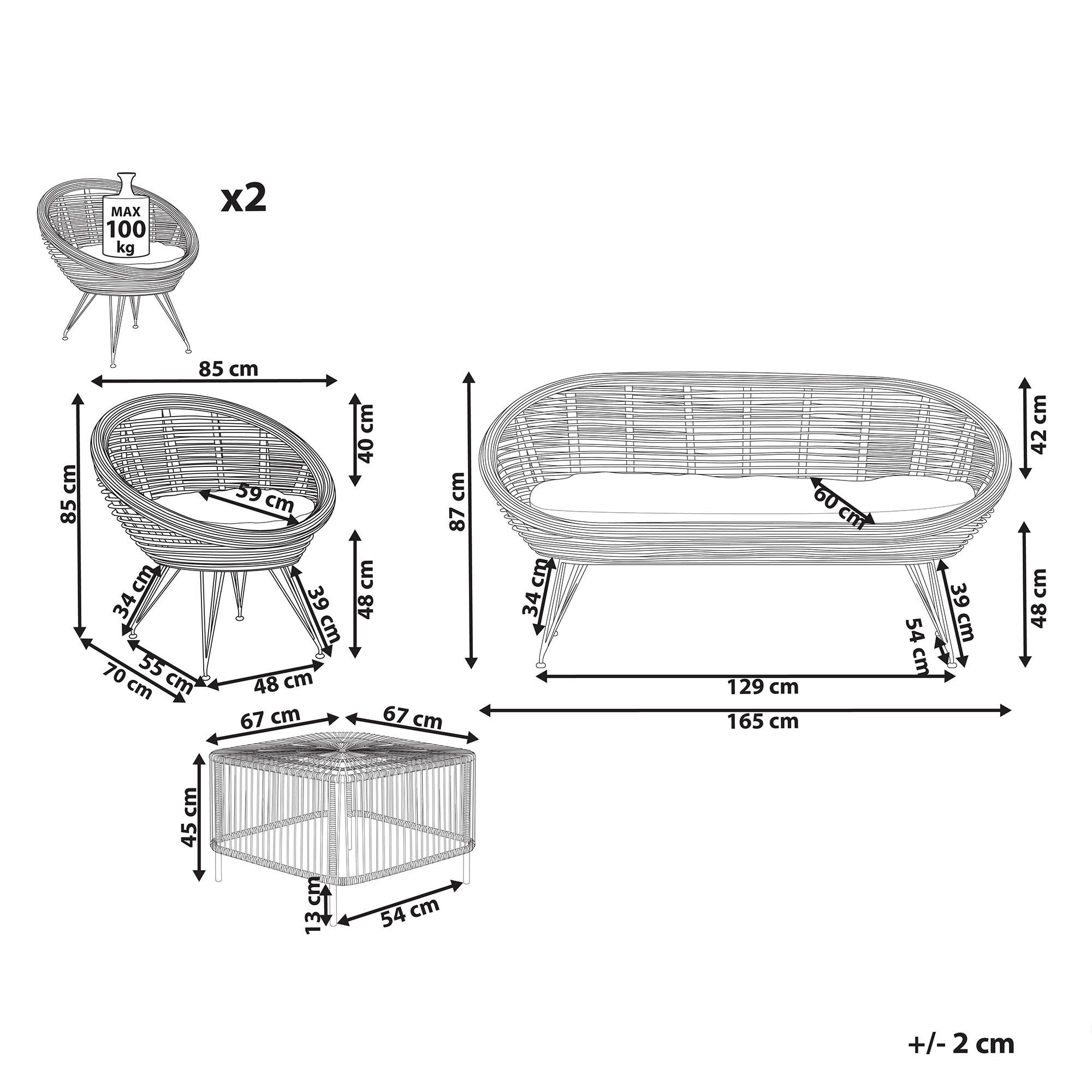 Thumbnail - Beliani 4-Sitzer, Natur, Naturmaterialien, Loungemöbel, Loungemöbel-Sets