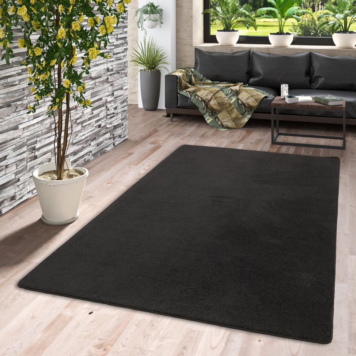 TREND VELOURS TEPPICH JOY - Schwarz, Textil (160/240cm) - Snapstyle