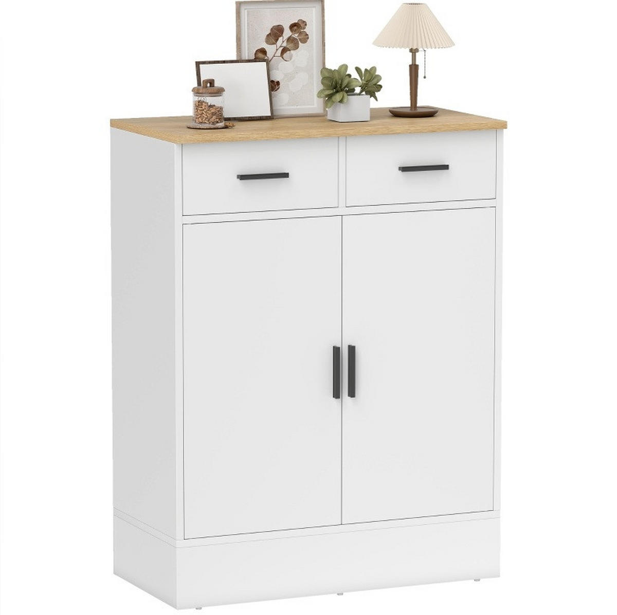 SIDEBOARD 68,6/35/90,3 cm mit 2 Schubladen & verstellbarem Fach in Weiß - Weiß, Holz (68.6/90.3/35cm) - BEAOK