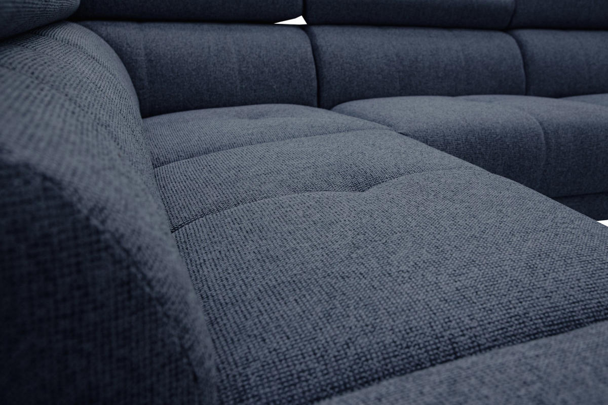 ECKSOFA FIERO 5-Sitzer mit 1 Relaxfunktion, dunkelblau - Dunkelblau, Holzwerkstoff/Textil (228/290cm) - Courtois Laville